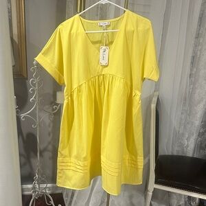 L Love Sunny Yellow V-Neck Mini Dress